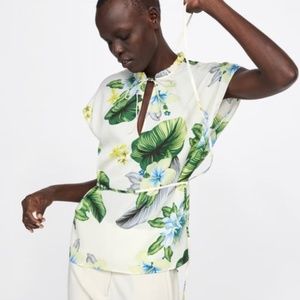 Zara Tropical Print Blouse